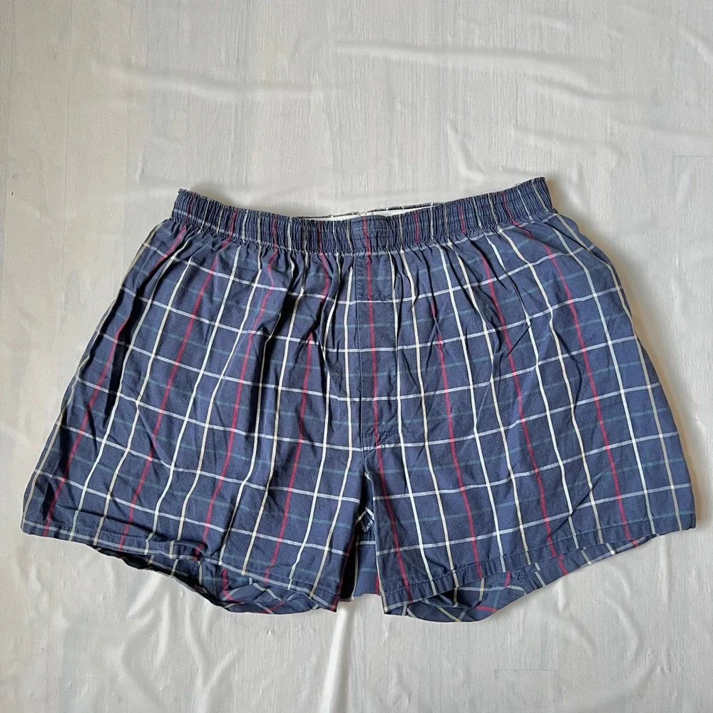 Burberry Blue Plaid Cotton Underwear Boxer Shorts Classic open fly Size L 28-38